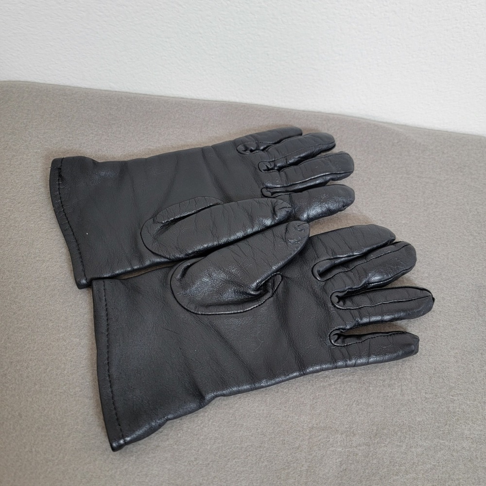 Hawkeye Glove Mfg Black Sheepskin Leather Wool Lined Gloves Sz 6 Unisex Military